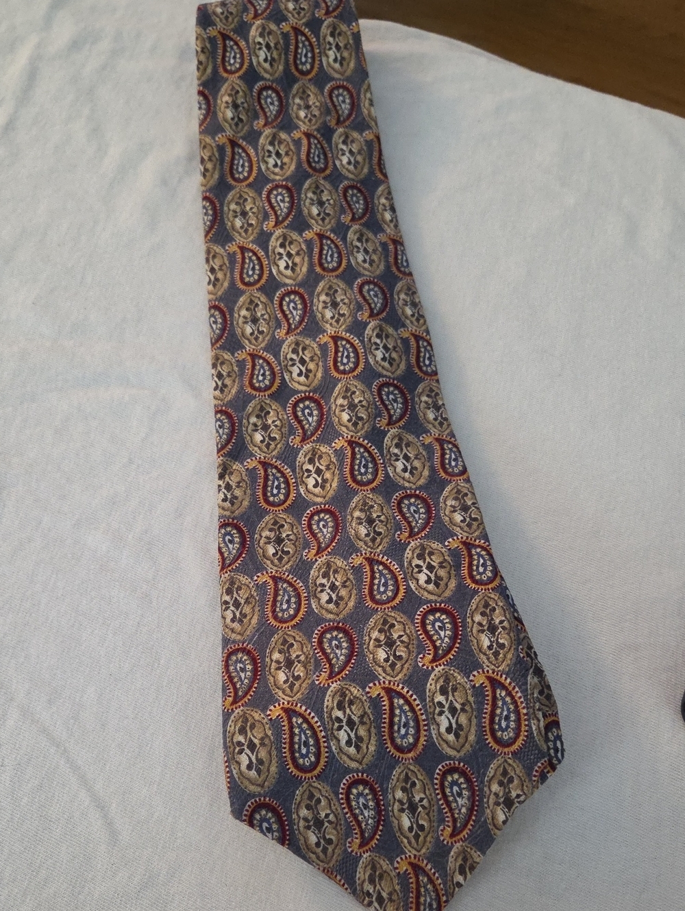 Karl Lagerfeld Navy Paisley Tie with Brown and Red Accents